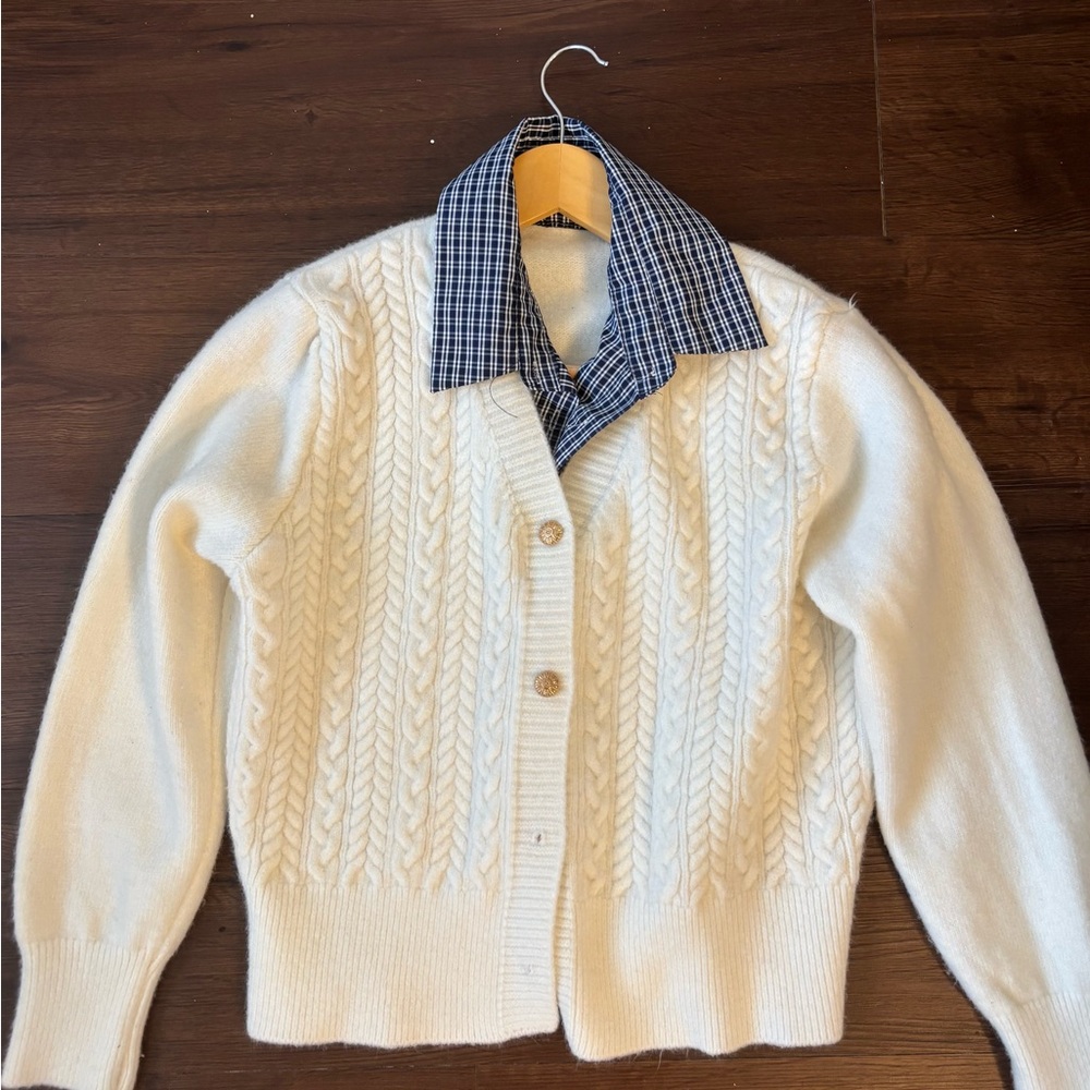 Women's White Cable Knit Sweater
